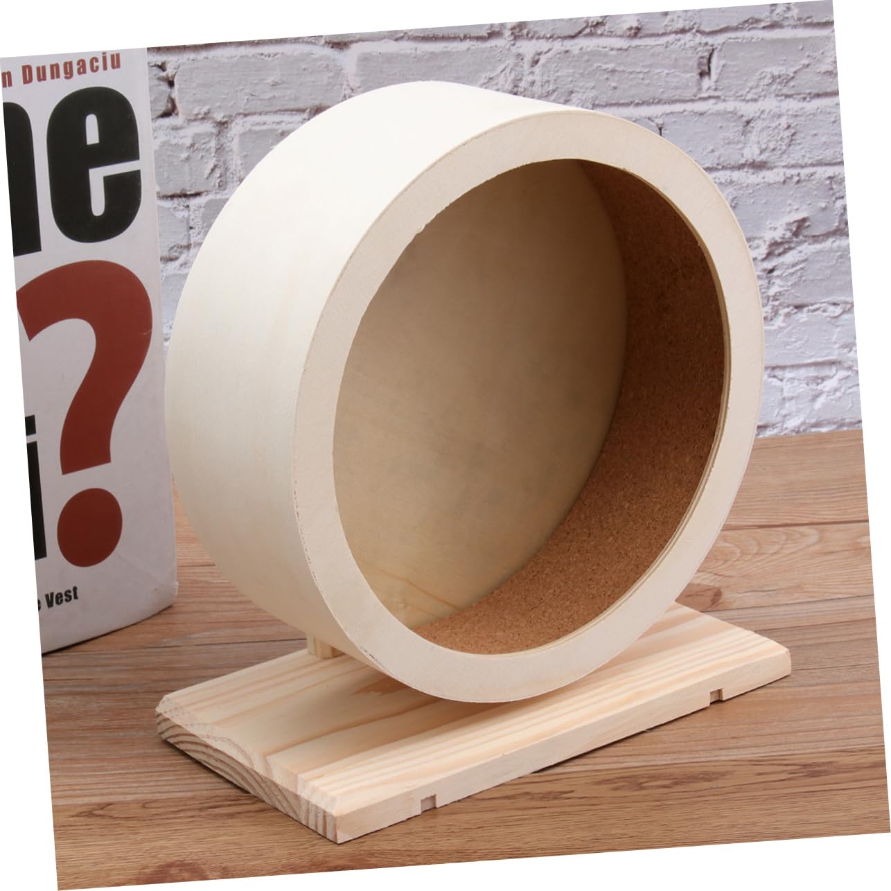 Rueda de Ejercicio de Madera Beige para Hámster y Pequeños Animales | Entrenamiento de Uñas y Dedos, Disco Antideslizante, Uso Hámsteres y Otros Roedores