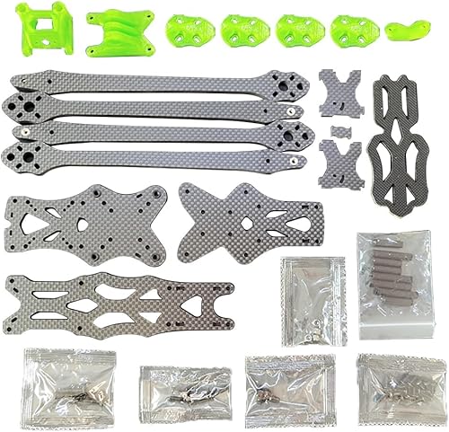 QWinOut Kit de marco de fibra de carbono RC tipo X 14.252 in15.354 in distancia entre ejes para DIY RC Racer Drone (8 pulgadas con impresión 3D)