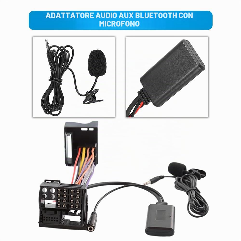 Riloer Adattatore audio Bluetooth AUX con microfono,vivavoce bluetooth per auto,compatibile con BMW Z4 (E85/E86), X3 (E83), compatibile con Mini Cooper (R50/JCW), compatibile con Mini Cooper S R53