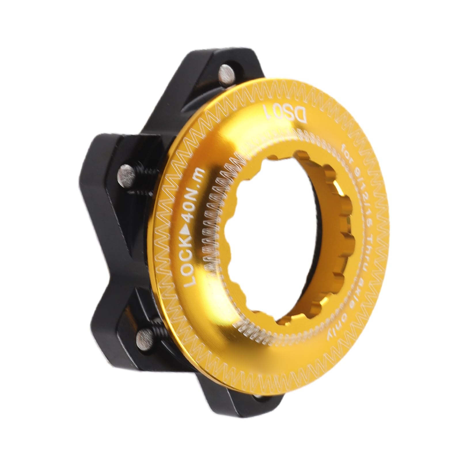Center Lock Adapter, Converts Center Lock Hubs to 6 Bolt Rotors, Disc Brake Rotor Adapter for Cyclists Mountain Bikers Road Riders (Black and Gold)