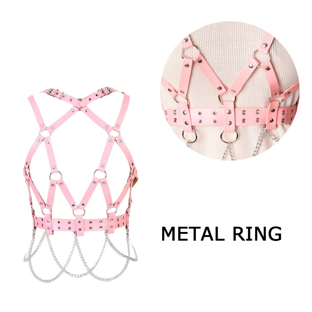 Frauen Vollleder Geschirr BodyChain Taille Strumpfgürtel Set Punk Festival Tanz Rave Kostüme