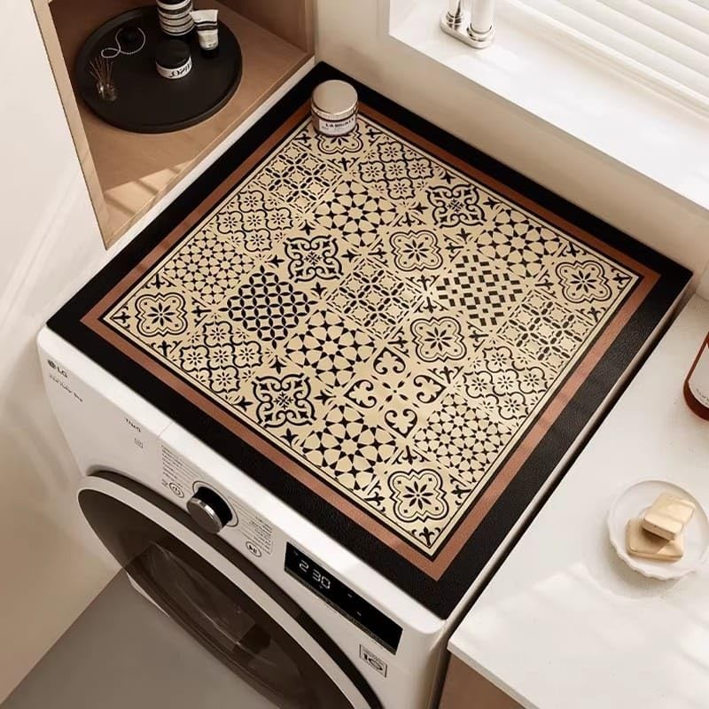 Image of Anti-Slip Washer or Dryer Top Mat Covers,Washing Machine Top Protector Dust-Proof Cover,Washer or Dryer Top Protector Covers for Home Laundry Room Kitchen (PK-01)