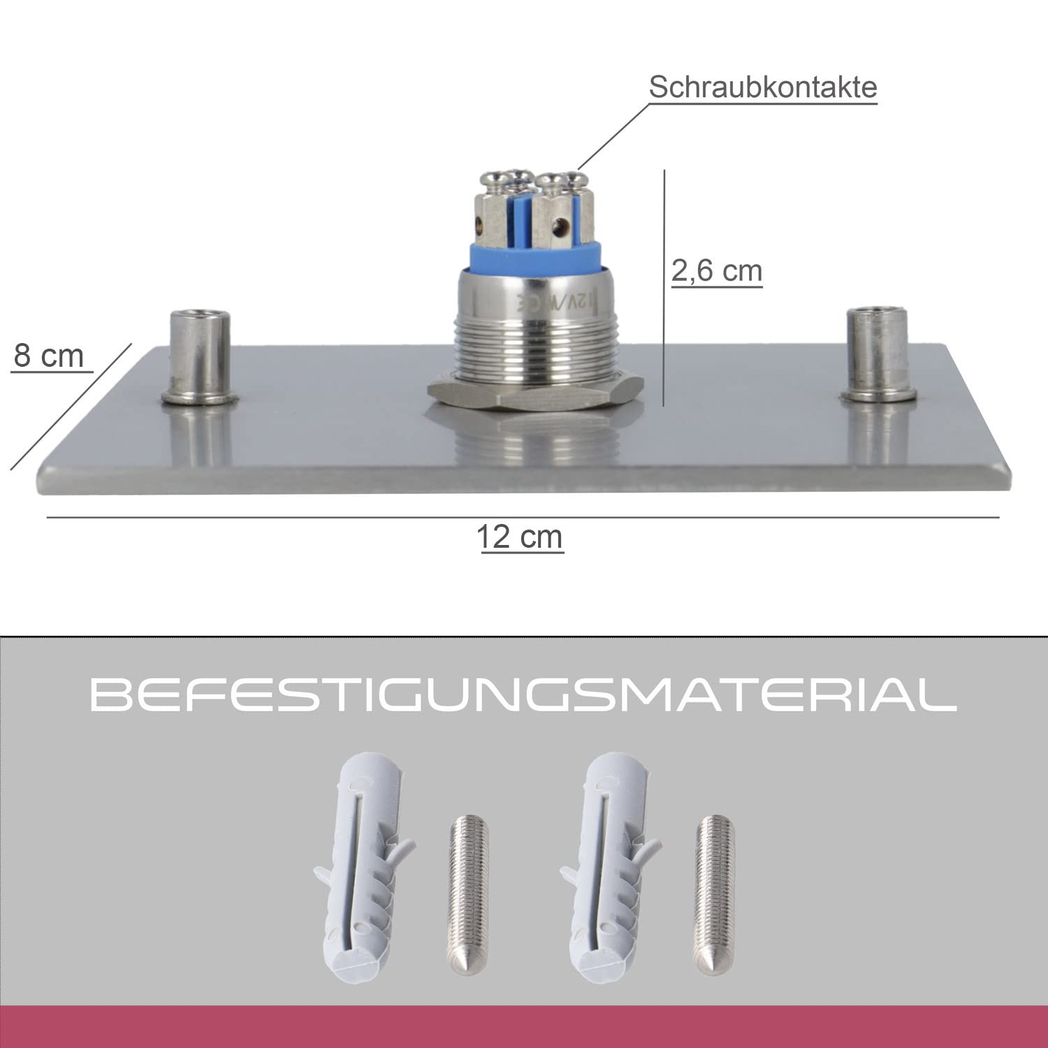 Jung Edelstahl Design Türklingel London 002 Klingelschild mit Gravur oben LED Klingeltaster (Weiß) mit Schraubkontakten. Unterputz Klingelplatte in verschiedenen Größen