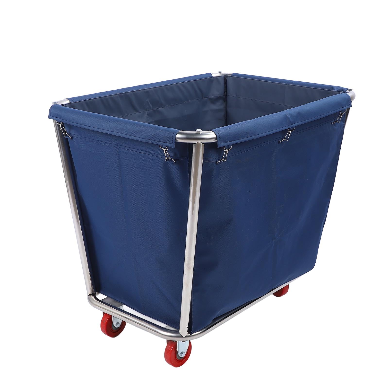 Jeffergarden Carro de Lavandería Comercial, Cesto de Lavandería con Ruedas de Acero Inoxidable con Bolsa Oxford Desmontable, Ruedas Silenciosas de Carga de 120 Kg de Capacidad de 350 L, para Hoteles,
