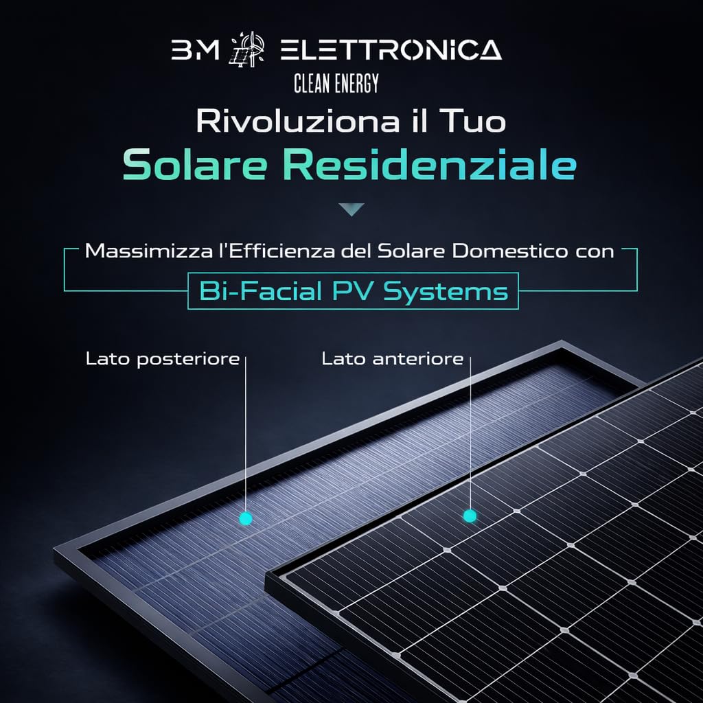 JA SOLAR Pannello Fotovoltaico Monocristallino Bifacciale 465W, Cornice Nera, Alta Efficienza