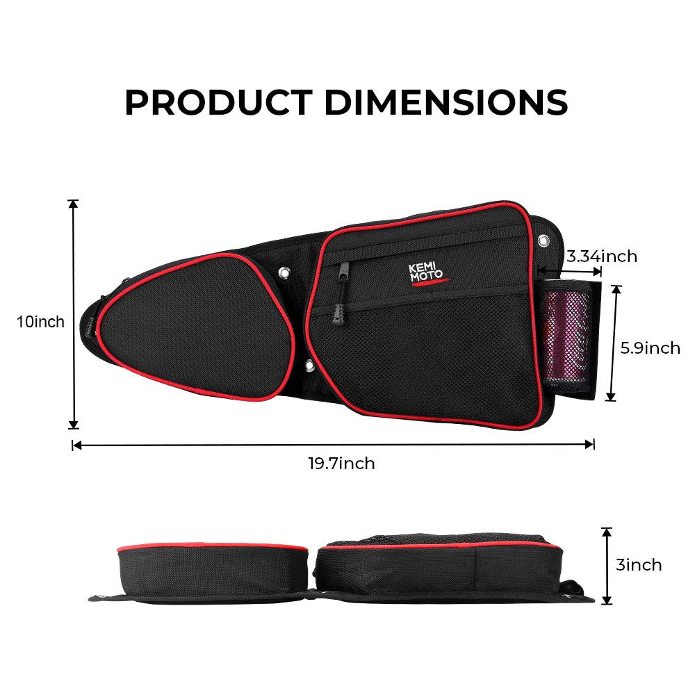 RZR Door Bags, kemimoto Red Storage Bag for RZR Front Left and Right