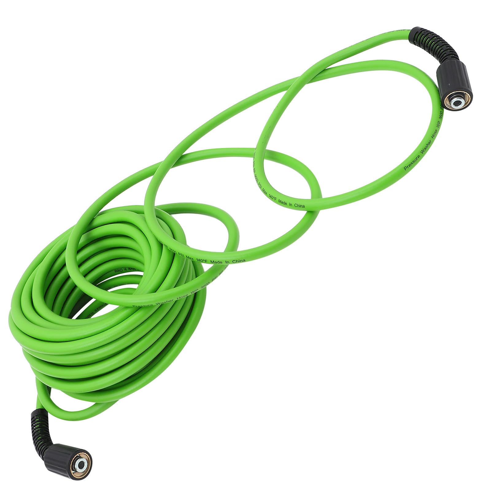 Tubo di Prolunga 15 M per Idropulitrice ad Alta Pressione | Pvc e Lega di Zinco, Tubo Flessibile Verde Chiaro, Attacco 14, 15mm Interno e 22mm Esterno