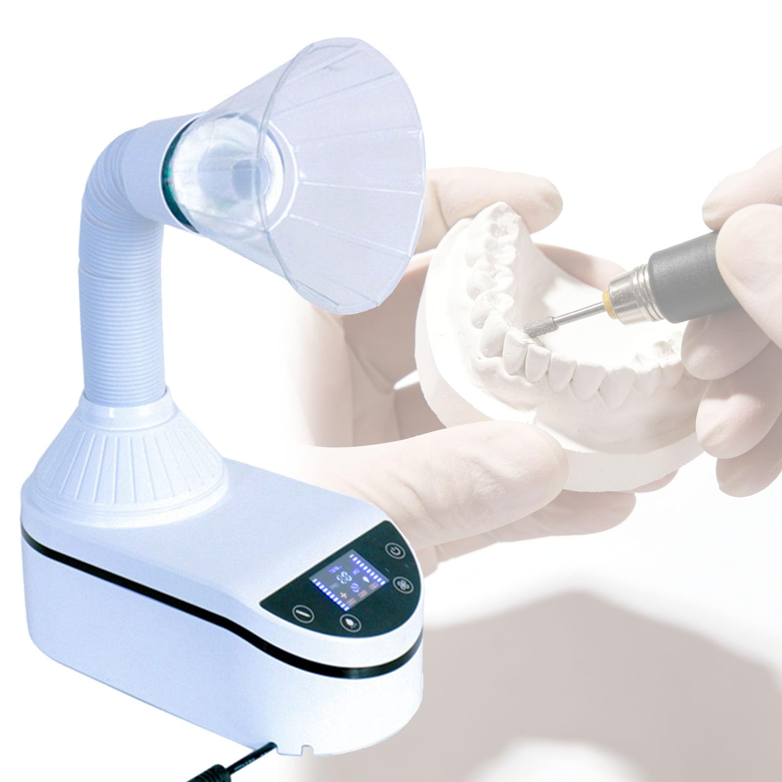 Aspirador De Polvo De Bajo Ruido, Aspirador Dental De Mesa Portátil, Colector De Polvo De Alta Potencia De Velocidad Ajustable con Luz LED Y Tubo Manguera Retráctil De 360°