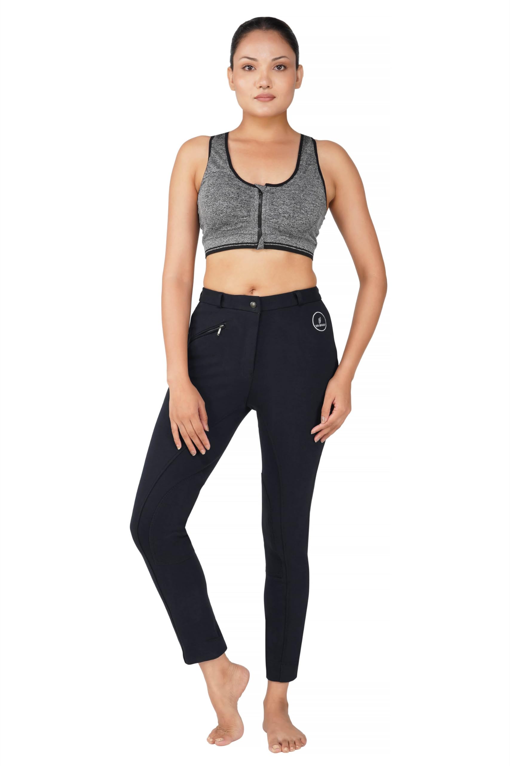 Horse Riding Ladies Soft Stretchy JODPHURS/Jodhpurs JODS (UK-6) (UK, Waist, 24, Regular, Regular, 24, Navy)