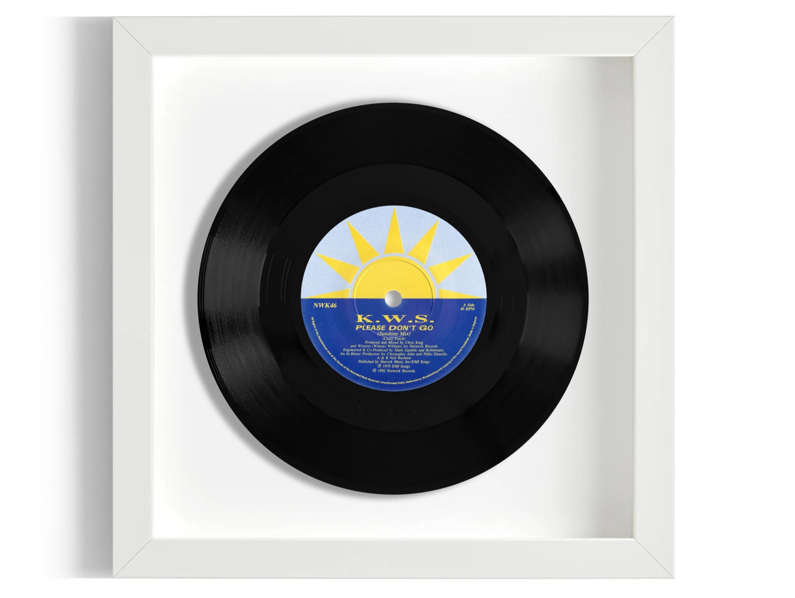 K.W.S. "Please Don't Go" Framed 7" Vinyl Record UK NUMBER ONE 3 May - 6 Jun 1992