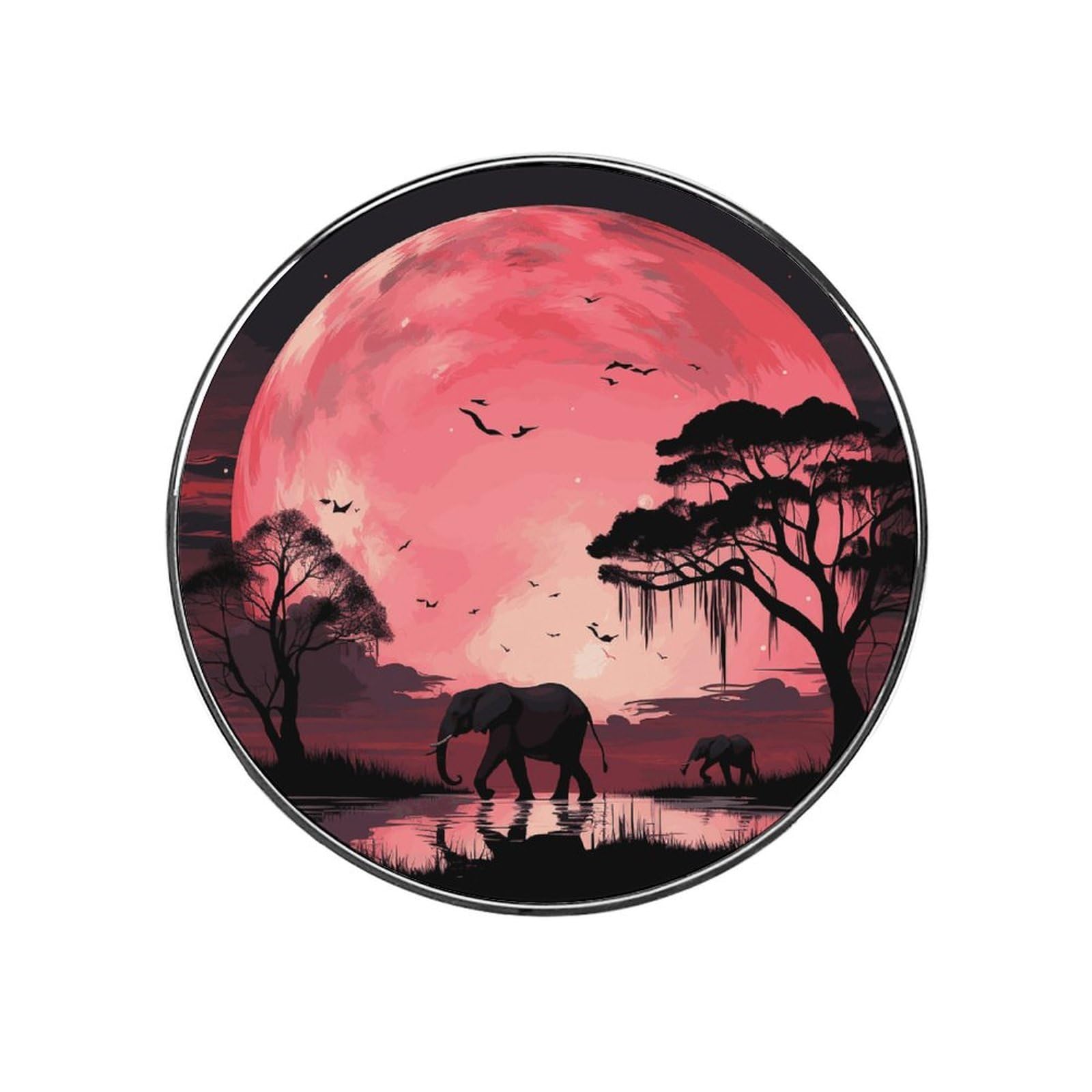 Pink Moon Elephant Fridge Magnet Magnetic Refrigerator Magnets Mini Round Kitchen Fridges Magnets for Kitchen Office Whiteboard Cabinet and Dishwasher