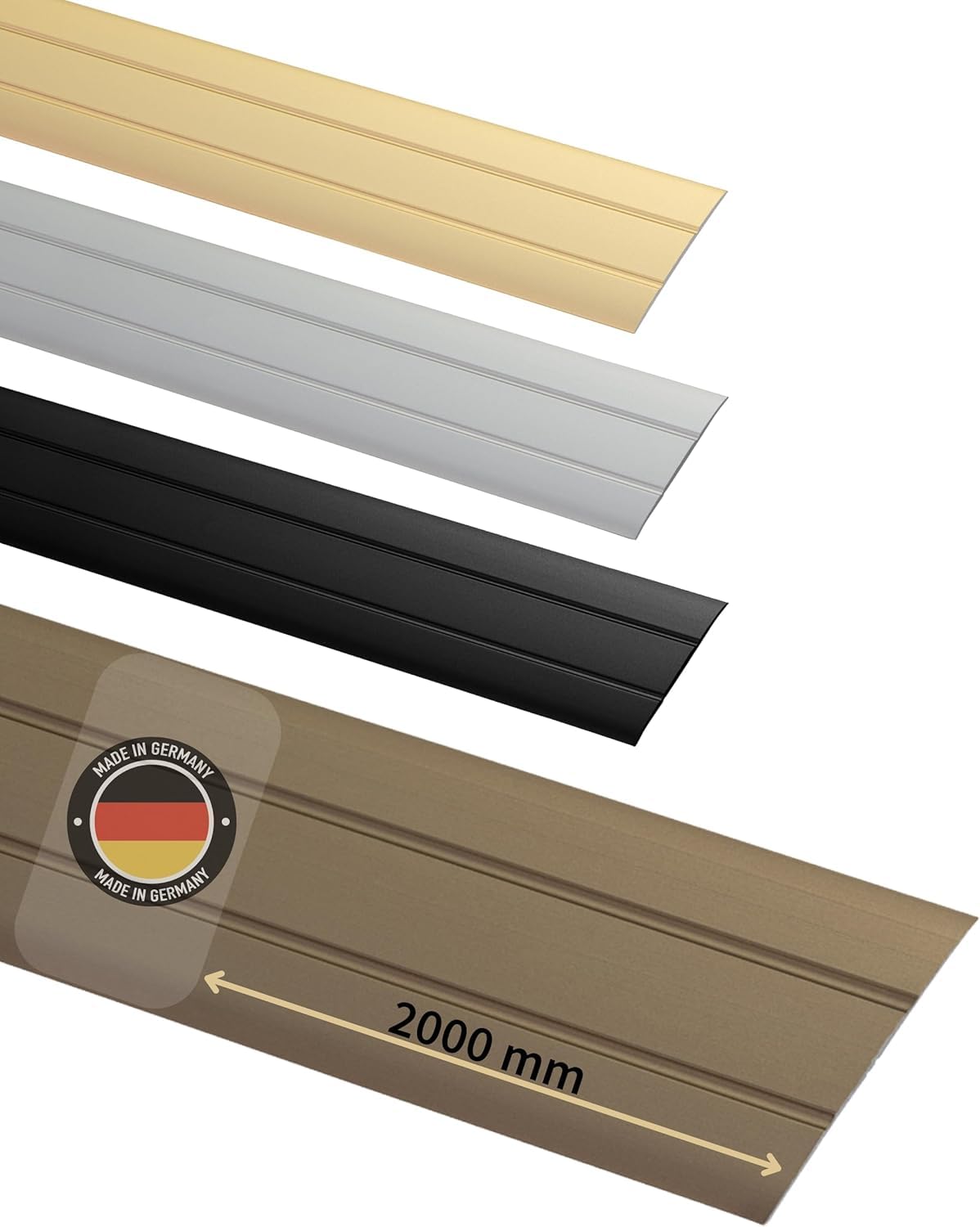 Gedotec Übergangsprofil selbstklebend Braun 2000 mm Alu | Länge 2m, Breite 37 mm | Bonze eloxiert | Made in Germany | Übergangsschiene Aluminium, Übergangsleiste ohne bohren, Abdeckleiste