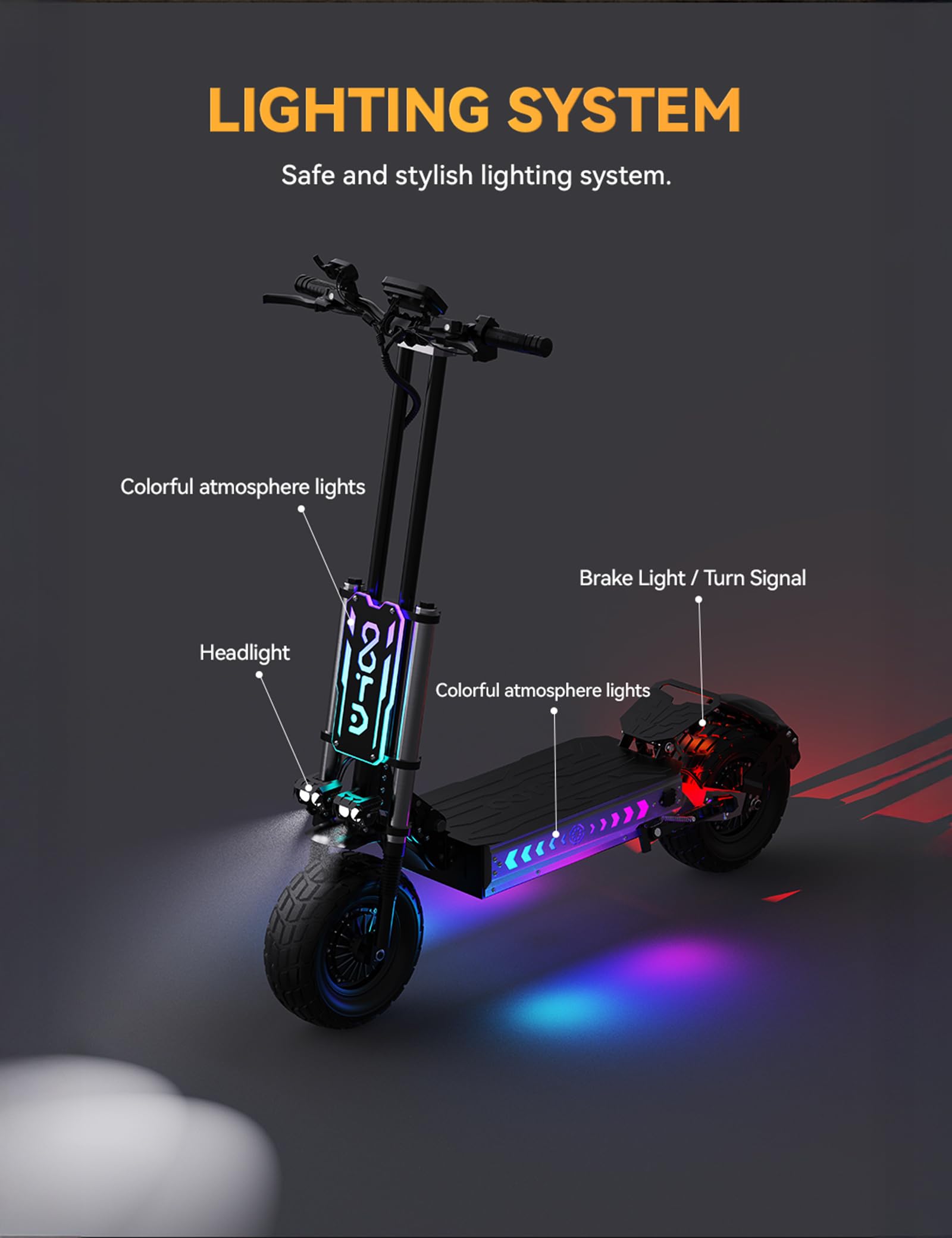 OOTD T90 Patinete Electrico Todo Terreno para Adultos - Doble Motor（Pico 6000W, Electric Scooter con Batería 60V 31.2AH para Autonomía 120KM, Neumáticos de 13" y Dobles Frenos Disco Hidráulicos