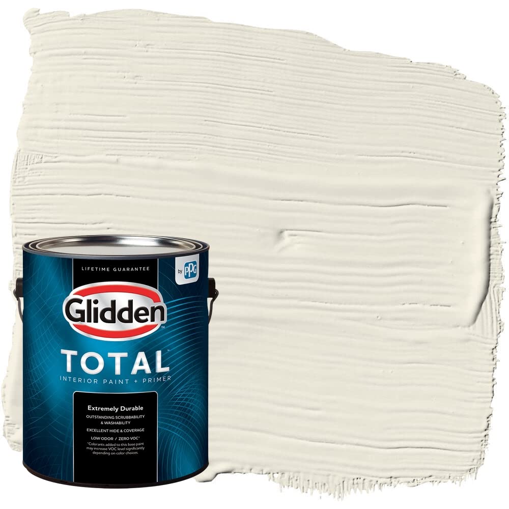 Glidden Total Interior Wall Paint & Primer All-in-One, Off White/White, Semi-Gloss, 1 Gallon