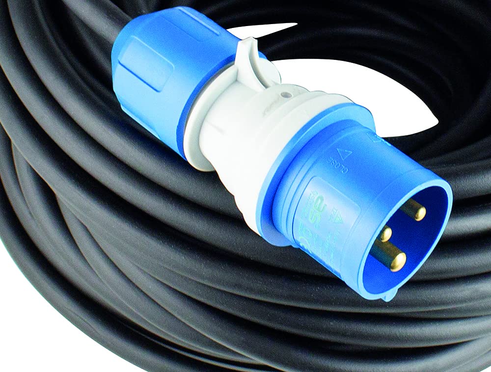 as - Schwabe câble de rallonge de camping CEE 25m avec nouvel indicateur de tension powerlight, fiche et prise CEE, 3-pin, 230 V /16 A, extérieur IP44 étanche, noir I 61409