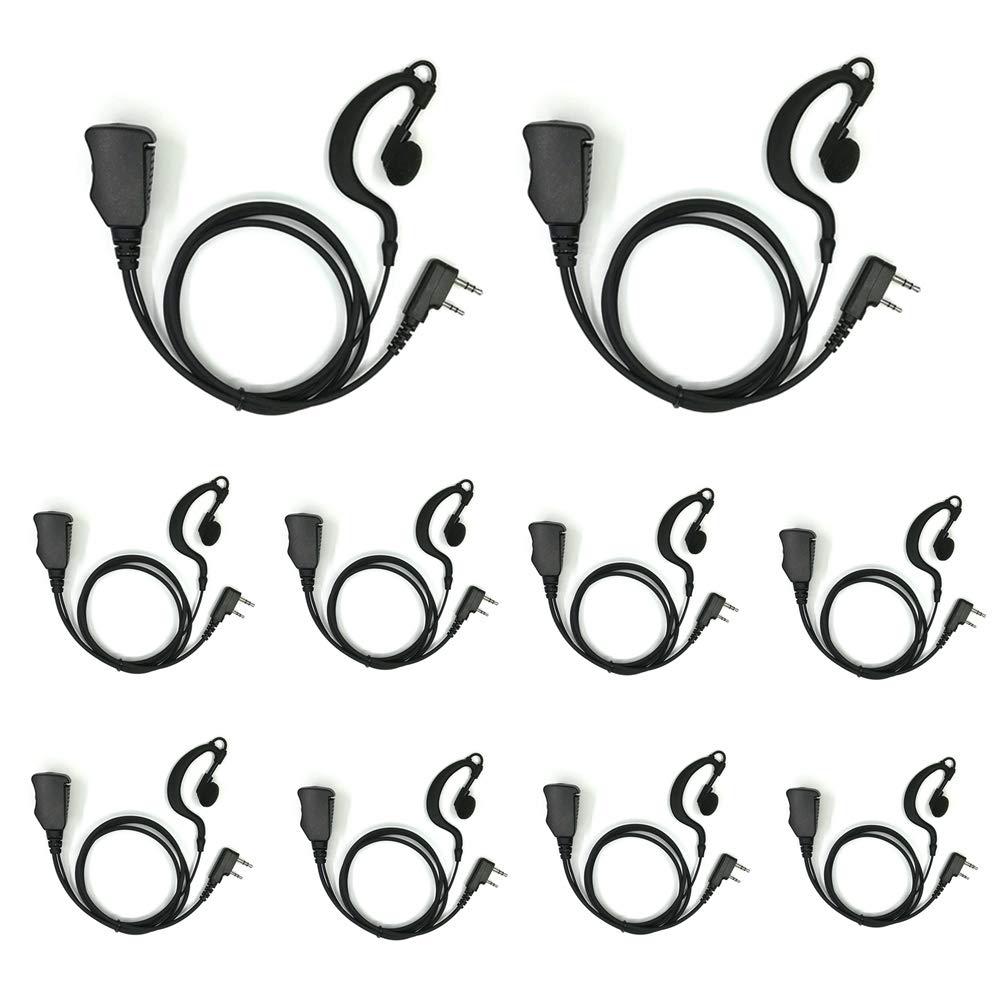 Walkie Talkie Earpieces with Mic G Shape Clip for Baofeng UV-5R BF-F8HP BF-888S Retevis H-777 RT22 RT21 RT27 H-777S Arcshell (10 Pack)