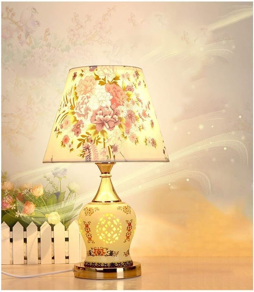 Modern Printing Ceramic Bedside Table Light Nordic Creativity Red Nightstand Table Lamp Factory Sturdy Durable Chinese Style Minimalist Bedroom Desk Light for Living Room Hotel Study Aisle