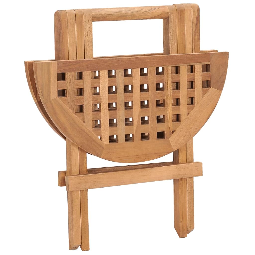 vidaXL Table de jardin pliante en bois de teck massif - Table ronde compacte intérieur/extérieur - Pas de montage nécessaire