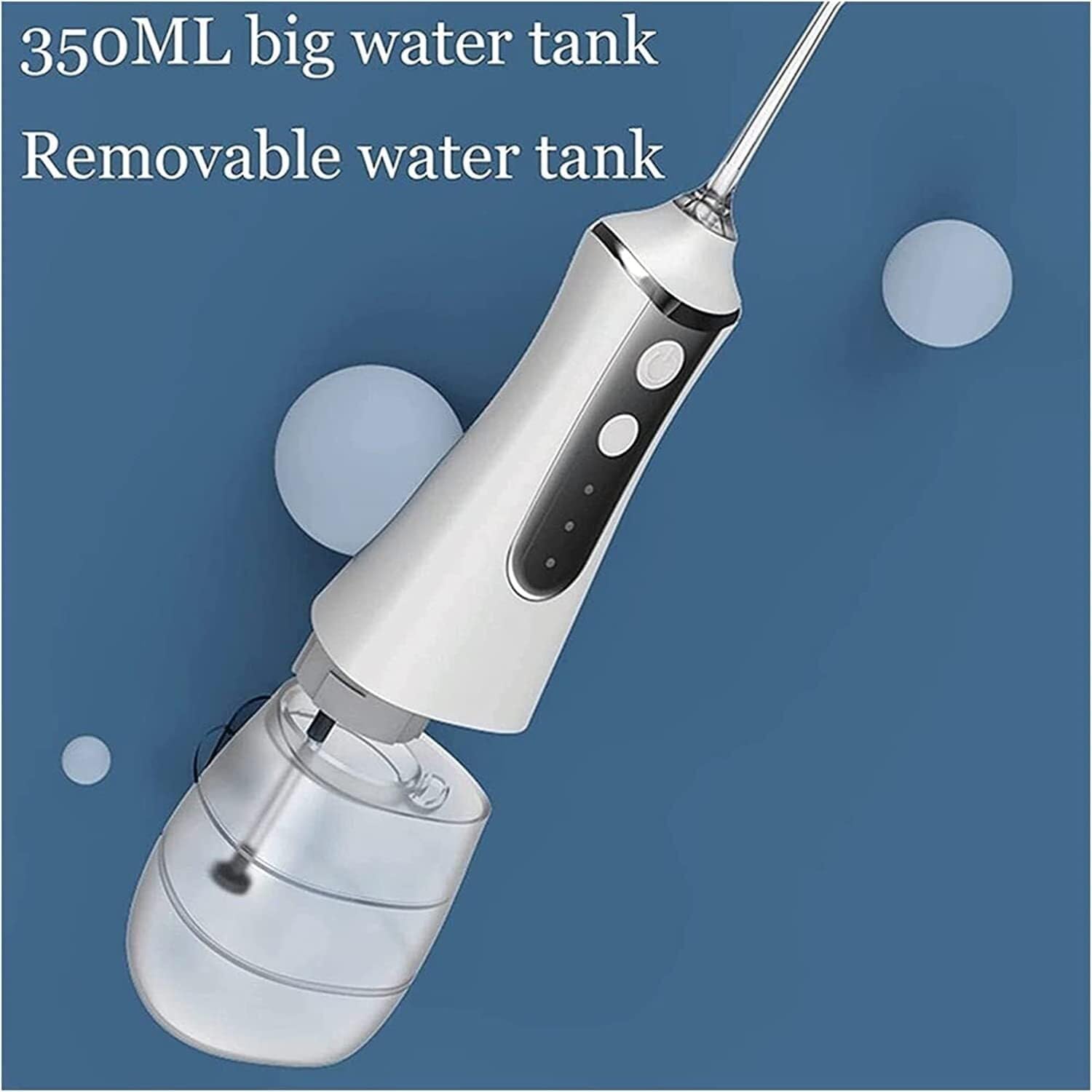 Irrigador bucal dental inalámbrico profesional de 350 ml, portátil, resistente al agua IPX6, 3 modos, 5 boquillas for el cuidado bucal de los aparatos de ortodoncia, for viajes en casa, limpiador de d