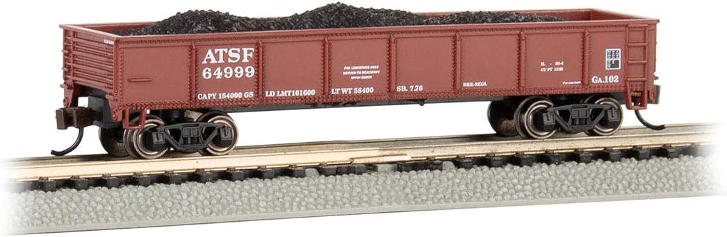 Bachmann Trains - 40' Gondola Car - ATSF (red Oxide) with Removable Coal Load - N Scale