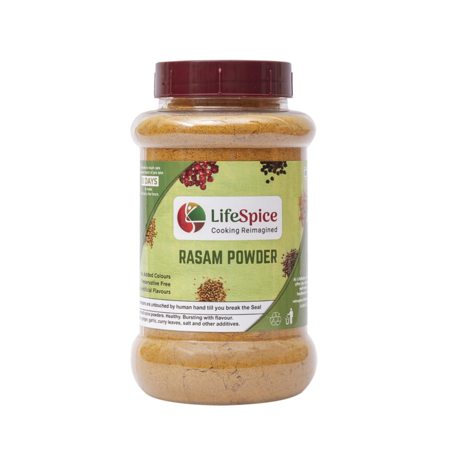 LifeSpice - Rasam Powder -200g Jar | Low on chilli | High on Flavour | Unique Blend of Special Stemless Mundu Chillies & Erode Turmeric combined with Roasted Cumin and Roasted Coriander from Gujarat (B0BSLWK5B6) Amazon Price History, Amazon Price Tracker
