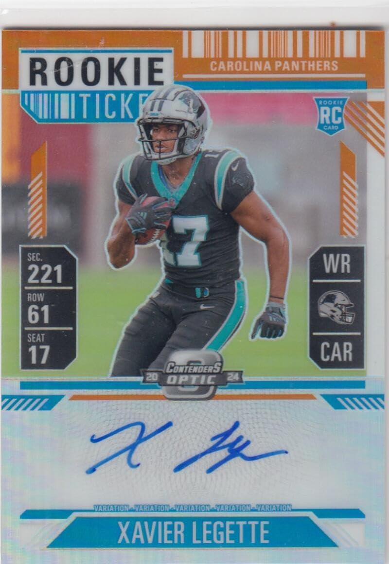 Football Trading Card 2024 Panini Contenders Optic Rookie Ticket RPS Autographs Variation Orange #107 Xavier Legette EX/NM Auto 25/35 Panthers