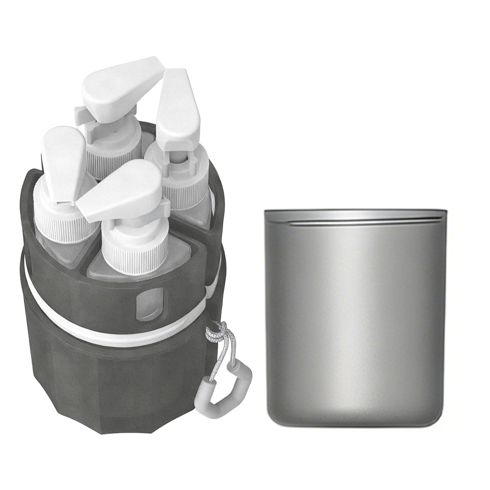 Flacon distributeur de voyage rotatif avec ventouse étanche et quatre recharges