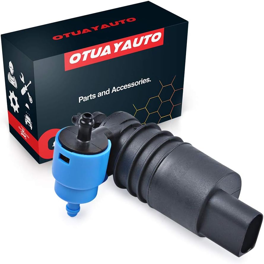 OTUAYAUTO Windshield Washer Pump Replacement for Jeep, Dodge, Chrysler, Volkswagen, Audi, BMW, Chevrolet, Washer Fluid Pump with Hose Kits Compatible with OEM 1J6955651