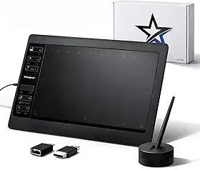 Mesa Digitalizadora 11,6" 16384 Níveis Alta Precisão e 12 Teclas de Atalho, Sensibilidade Toque para Desenho e Edição - Compatível com Windows/Mac/Android