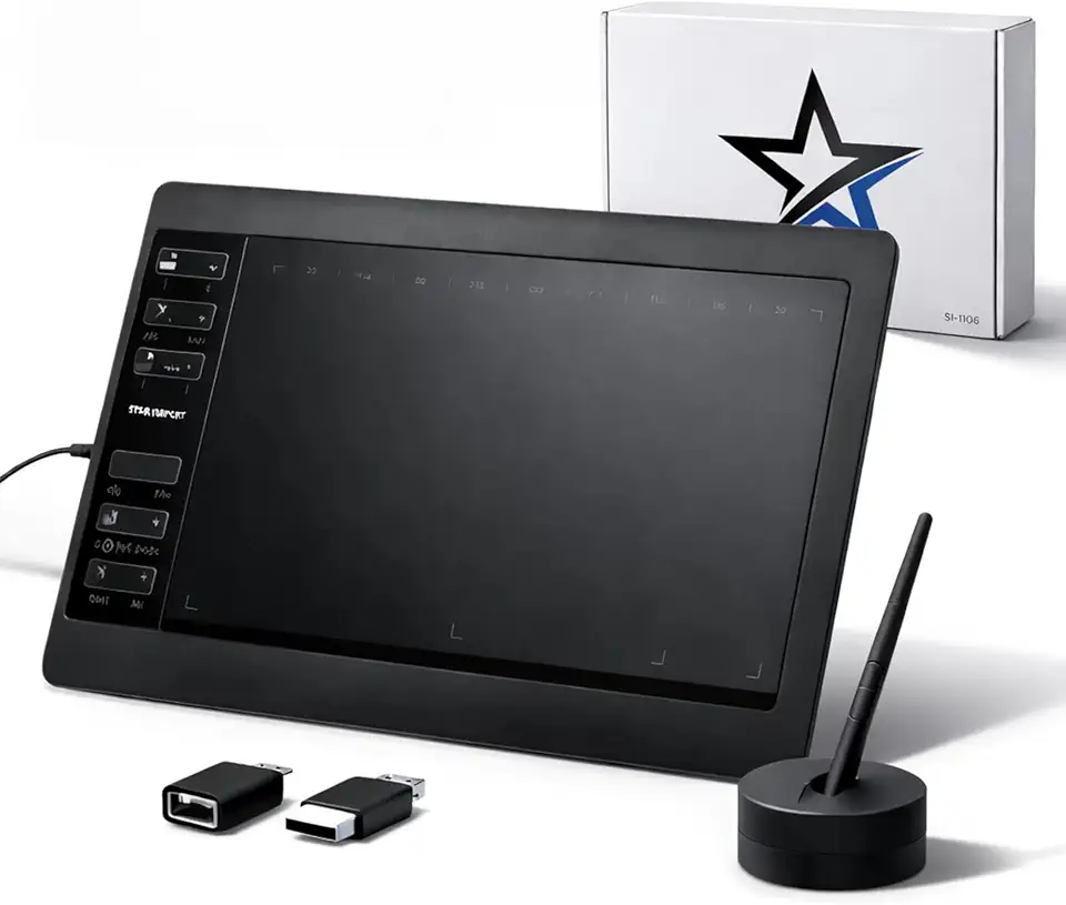 Mesa Digitalizadora 11,6" 16384 Níveis Alta Precisão e 12 Teclas de Atalho, Sensibilidade Toque para Desenho e Edição - Compatível com Windows/Mac/Android