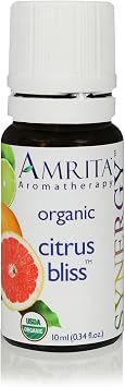 AMRITA Aromatherapy Citrus Bliss Synergy Blend Tangerine - Organic Essential Oil Blend of Distilled Lime, Pink Grapefruit, Bergamot, Lemon, Tangerine, Neroli Size 60ML