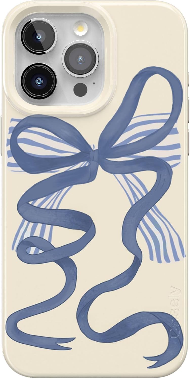 Casely iPhone 15 Pro Case | Heartstrings | Blue Bow | Compatible with MagSafe | Classic Ultra Thin Design