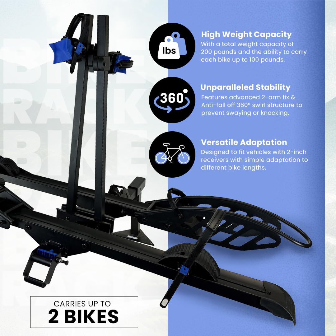 Heininger Advantage Deluxe E-Bike Rack Hitch Mounted Platform Style 5” Fat Tire 200 lbs Weight Capacity