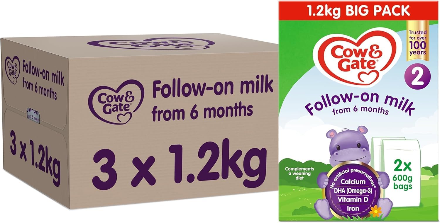 Cow & Gate2 Follow On Baby Milk Powder Formula, 6-12 Months, 1.2K (Pack of 3)