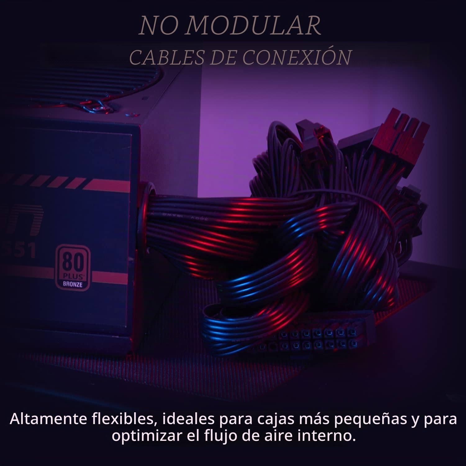 SPYCO - Fuente de Alimentación Gaming PS-551 , 550 W 80 Plus Bronze, Bajo Nivel de Ruido, Ventilador Silencioso, Condensadores Teapo, Tamaño Compacto, Negro