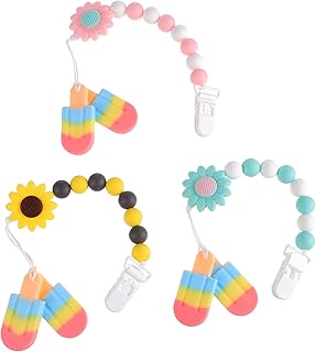 GARVALON 3 Pçs Mordedor Chupeta Lovey Chupeta Infantil Chupetas De Silicone Chupeta De Silicone Clipe Chupeta Titular Chupeta Silicone Dentição Contas Ferramenta Molar Bebê Sílica Gel