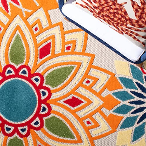 Tapete rectangular SAFAVIEH 6'7" x 9' Ivory y naranja miniatura 5