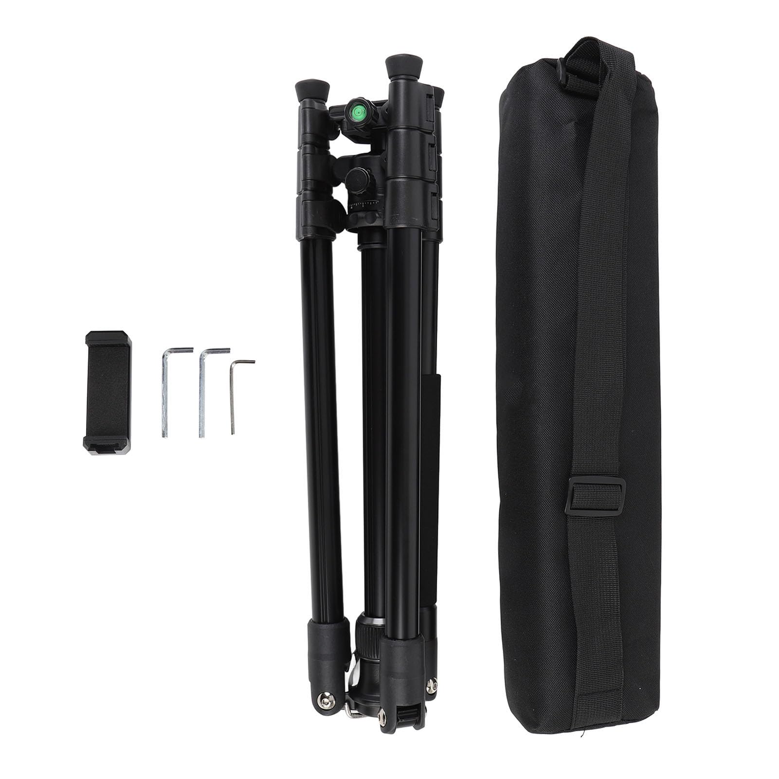 Treppiede Fotocamera Portatile, 64 Pollici Lega Alluminio con | Treppiede da viaggio leggero per fotografia, carico di 4 kg, cuscinetti antiscivolo, altezza regolabile per streaming live