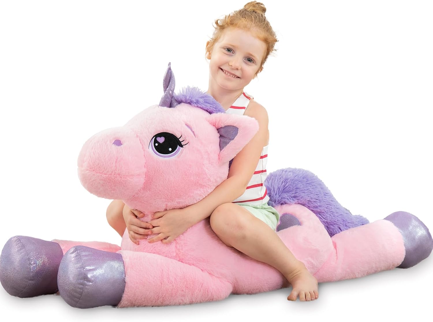 Unicorn Stuffed Animal Giant 43" Stuffed Unicorn Plush Pillow, Cute Stuffed Animal Toy Big Size Plushy Fluffy, Gifts for Kids Girls Boys Girlfriend, Pink Pink 43 in