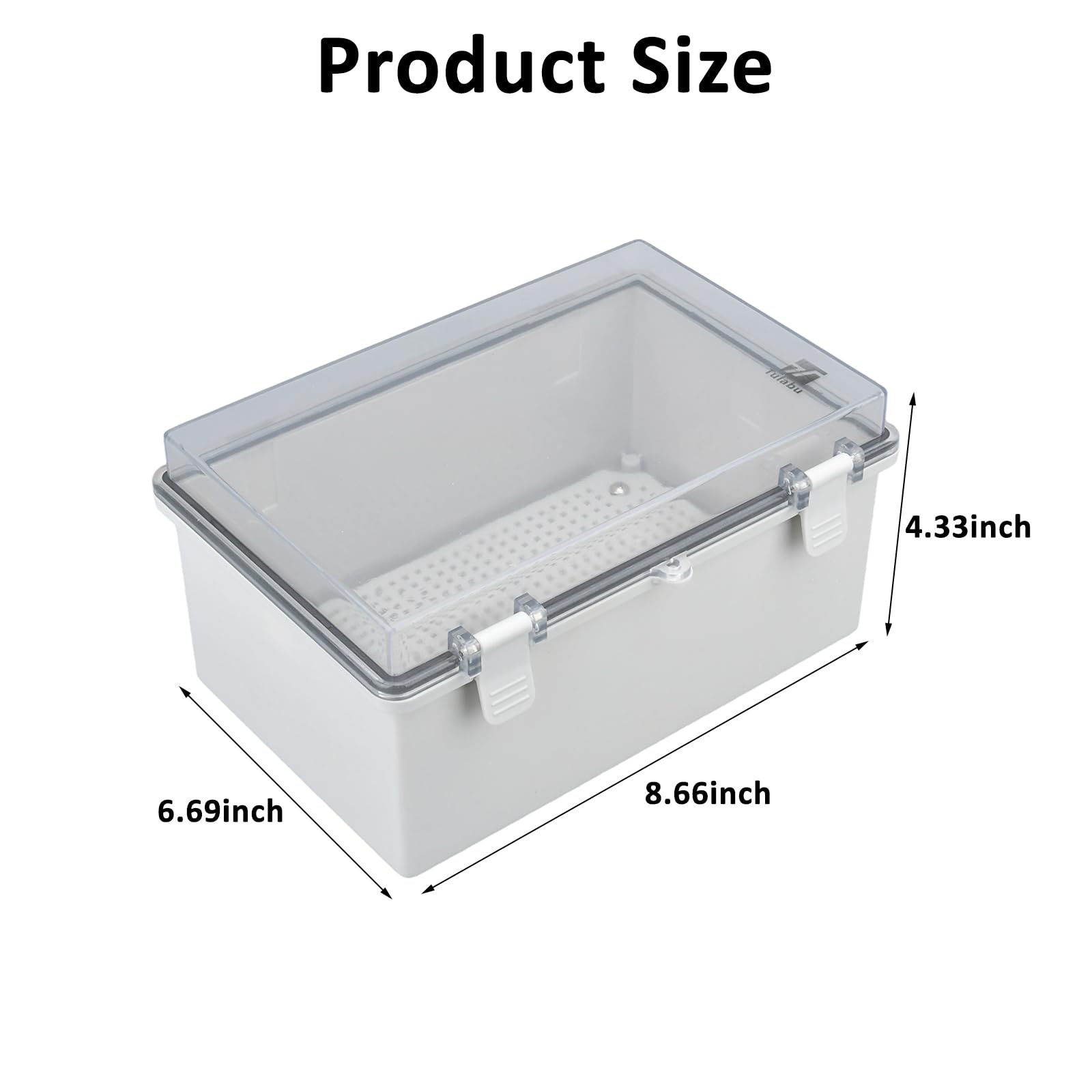 Scatola di derivazione elettrica per esterni, impermeabile, in plastica ABS IP67, contenitore elettrico da esterno con coperchio trasparente incernierato, piastra di montaggio, staffe da parete