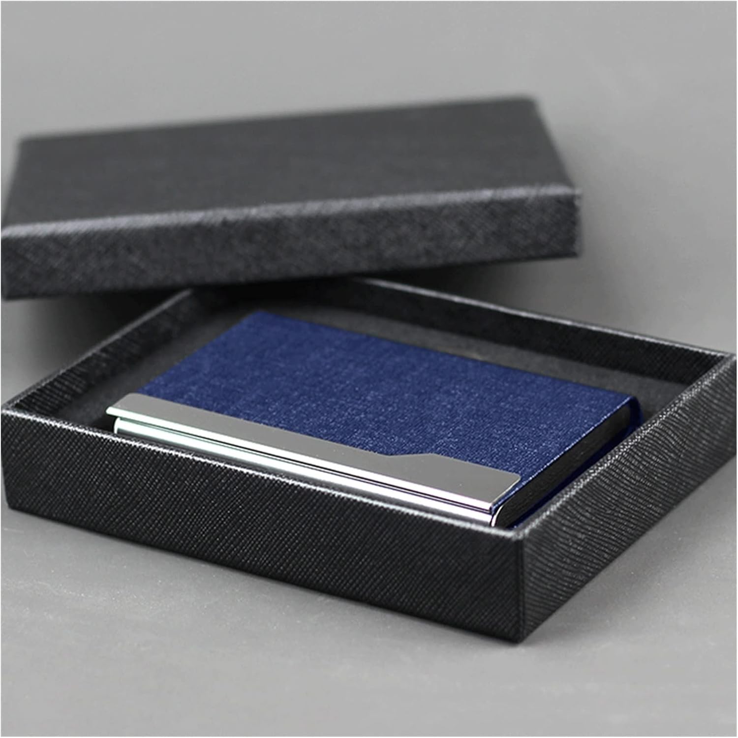 Business Card Holder Business Portable Men's and Women's Business Card Cases Ultra-thin Large-capacity High-end Portable Workplace Black/Red/Blue/Business Card Cases Name Card Holder ( Color : Blue )