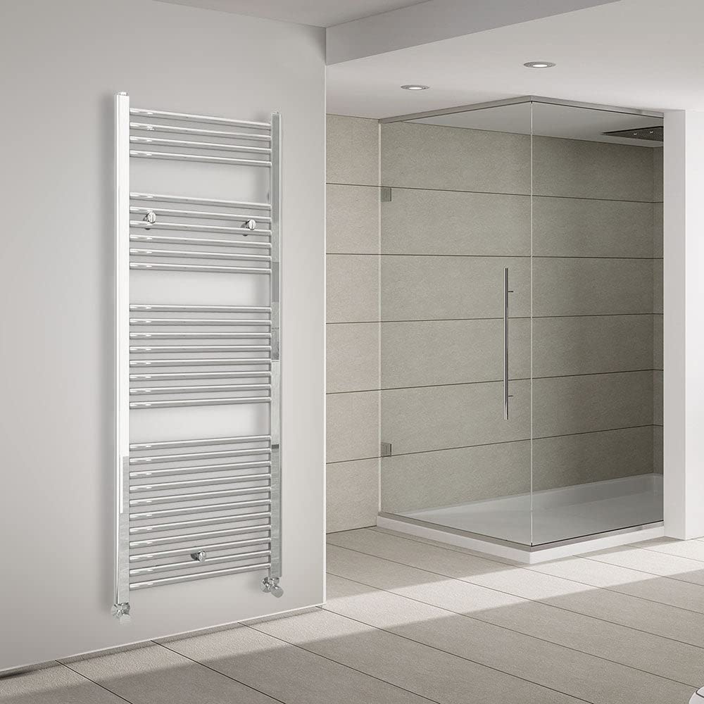 Kibath Toallero Secatoallas radiador para integrar en circuito de agua caliente, tubos de acero con acabado cromado brillo 1500x500. Válido para red de calefacción estandar