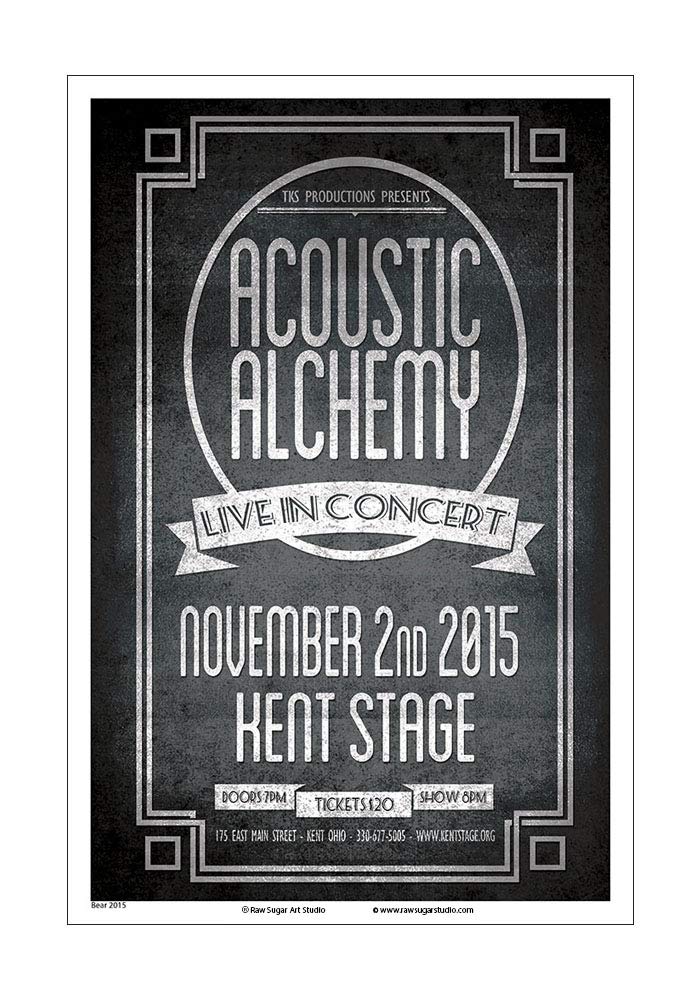 Acoustic Alchemy 2015 Kent Ohio Framed Concert Poster