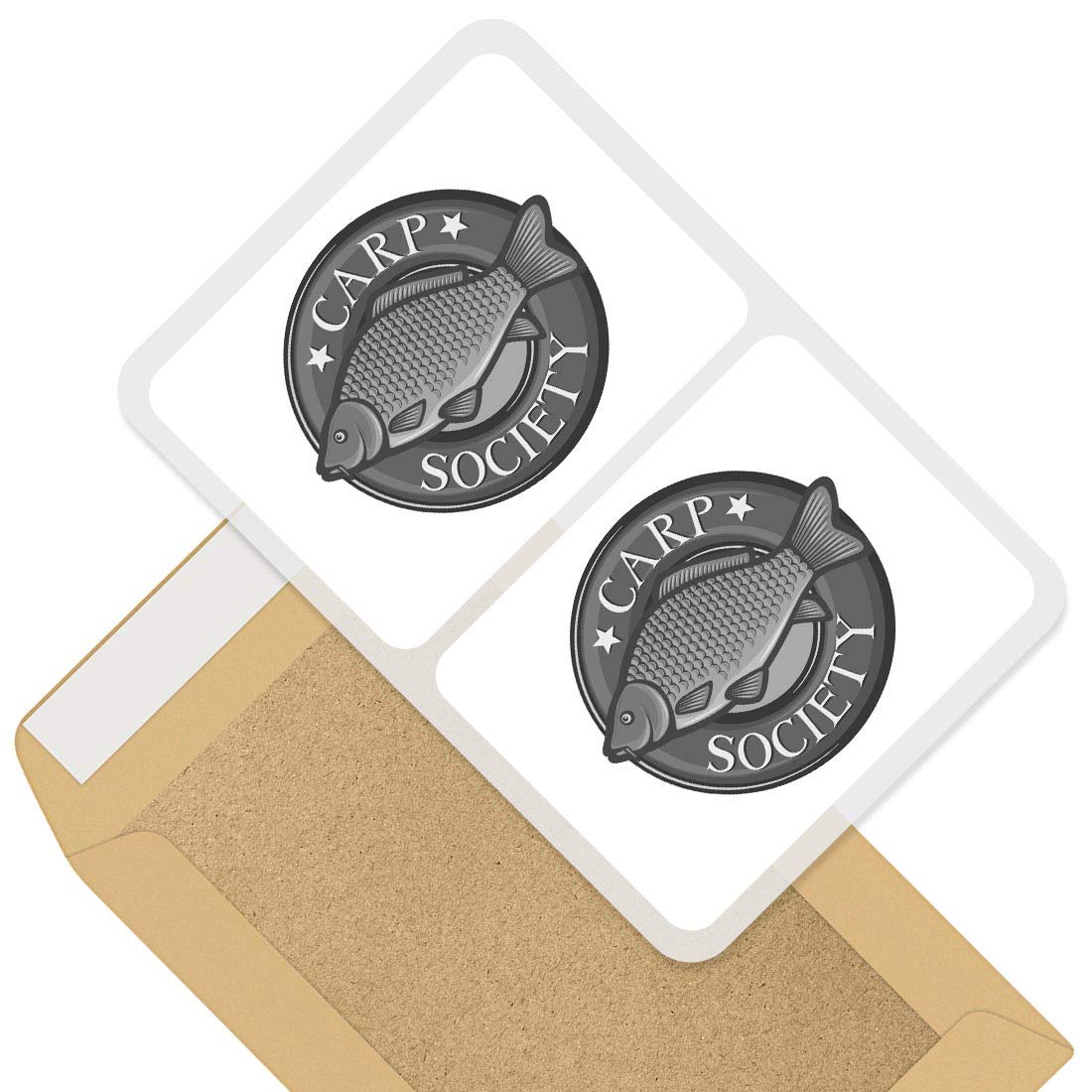 Rectangle Stickers (Set of 2) 10cm - Carp Society Fish Fishing Box Fun Decals for Laptops,Tablets,Luggage,Scrap Booking,Fridges, #40584