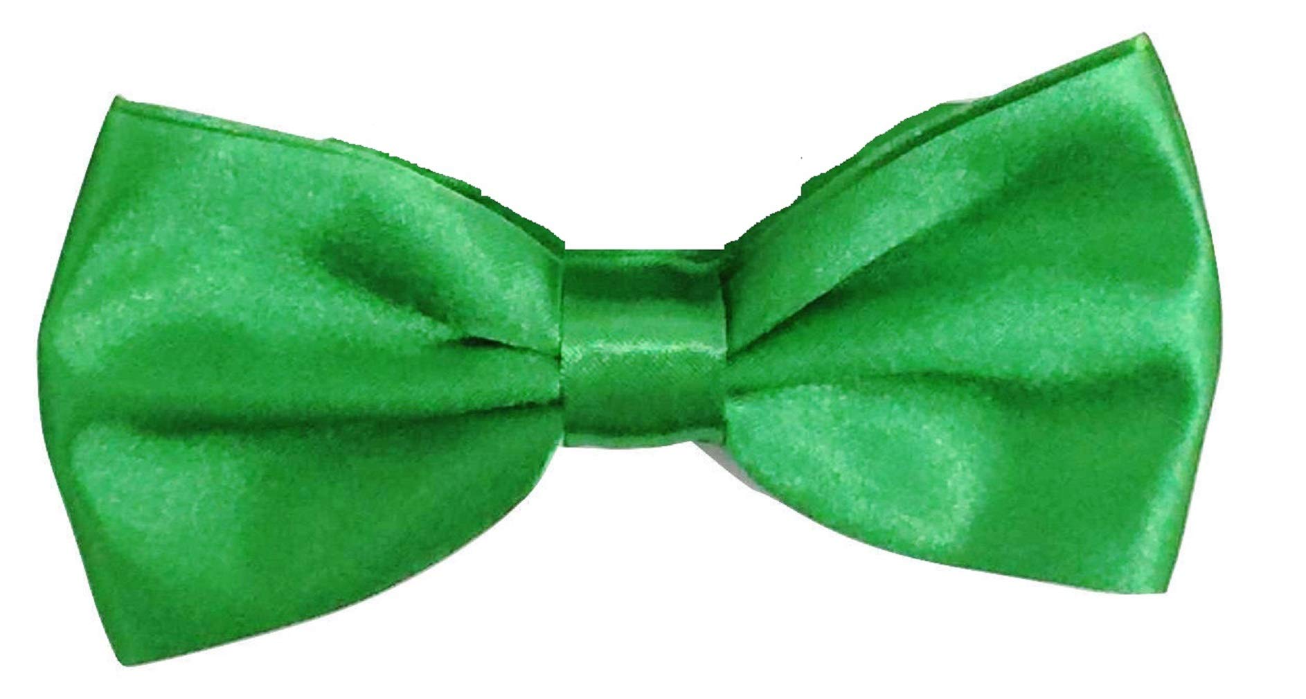 Ll. Men's Green L&L® Pre Tied Plain Satin Clip On Bow Tie Wedding Party Fancy (Green)