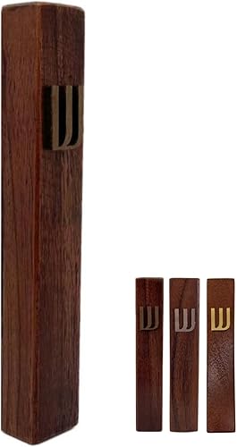 Funda de mezcla de madera con pergamino para puerta diseño moderno y tradicional fácil de despegar y pegar cubierta de mezuzah para bendición y