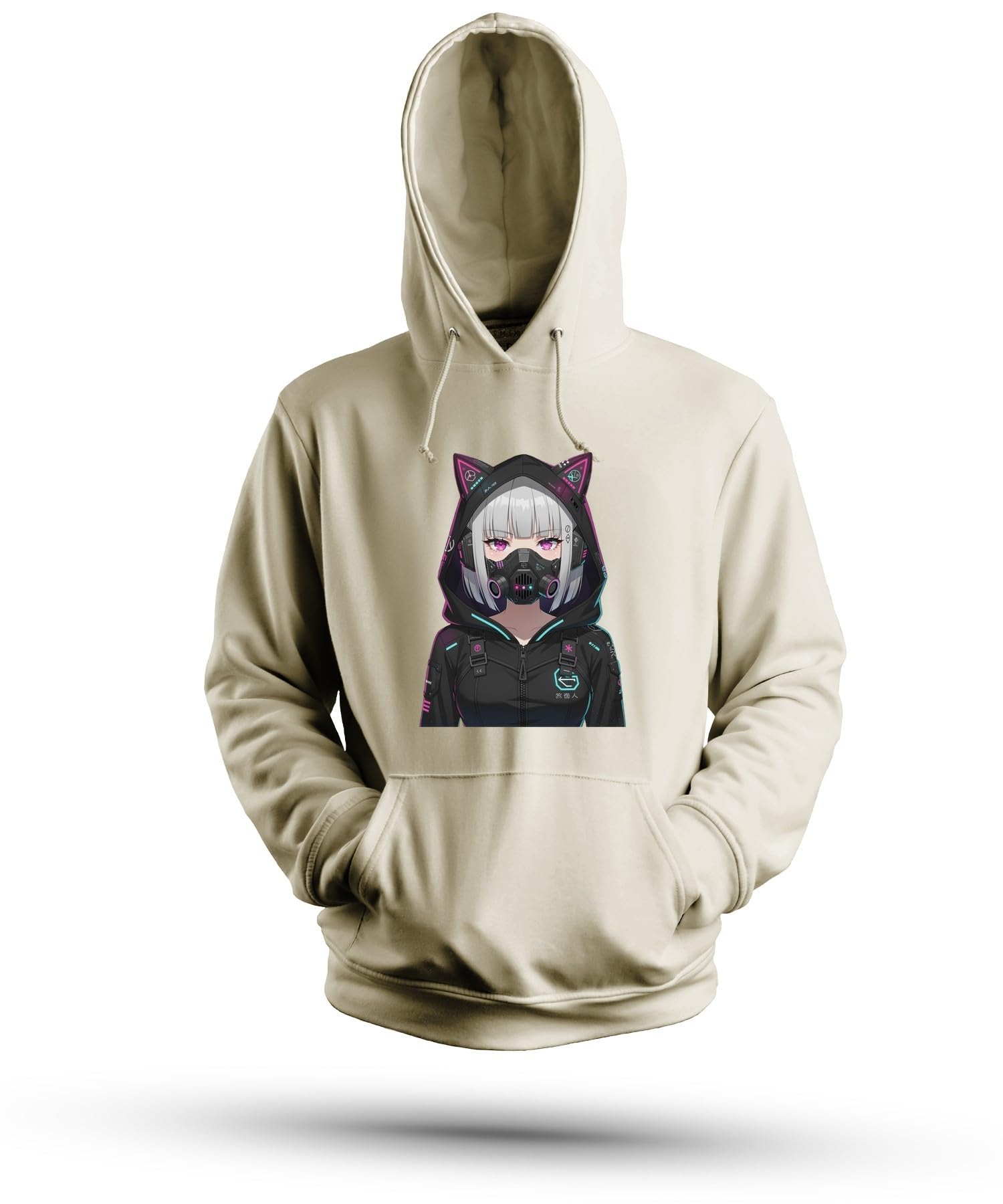 Cyberpunk Anime dziewczęca kocie uszy bluza z kapturem, natura, M