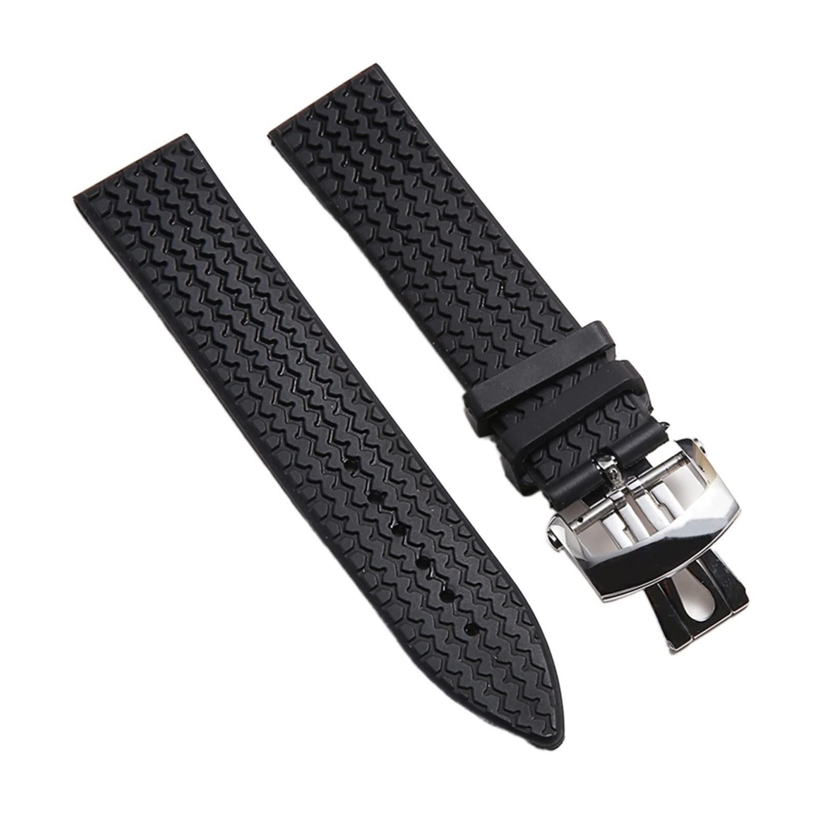 Bracelet caoutchouc 21mm 23mm imperméable compatible montre Chopard texture pneu - 6