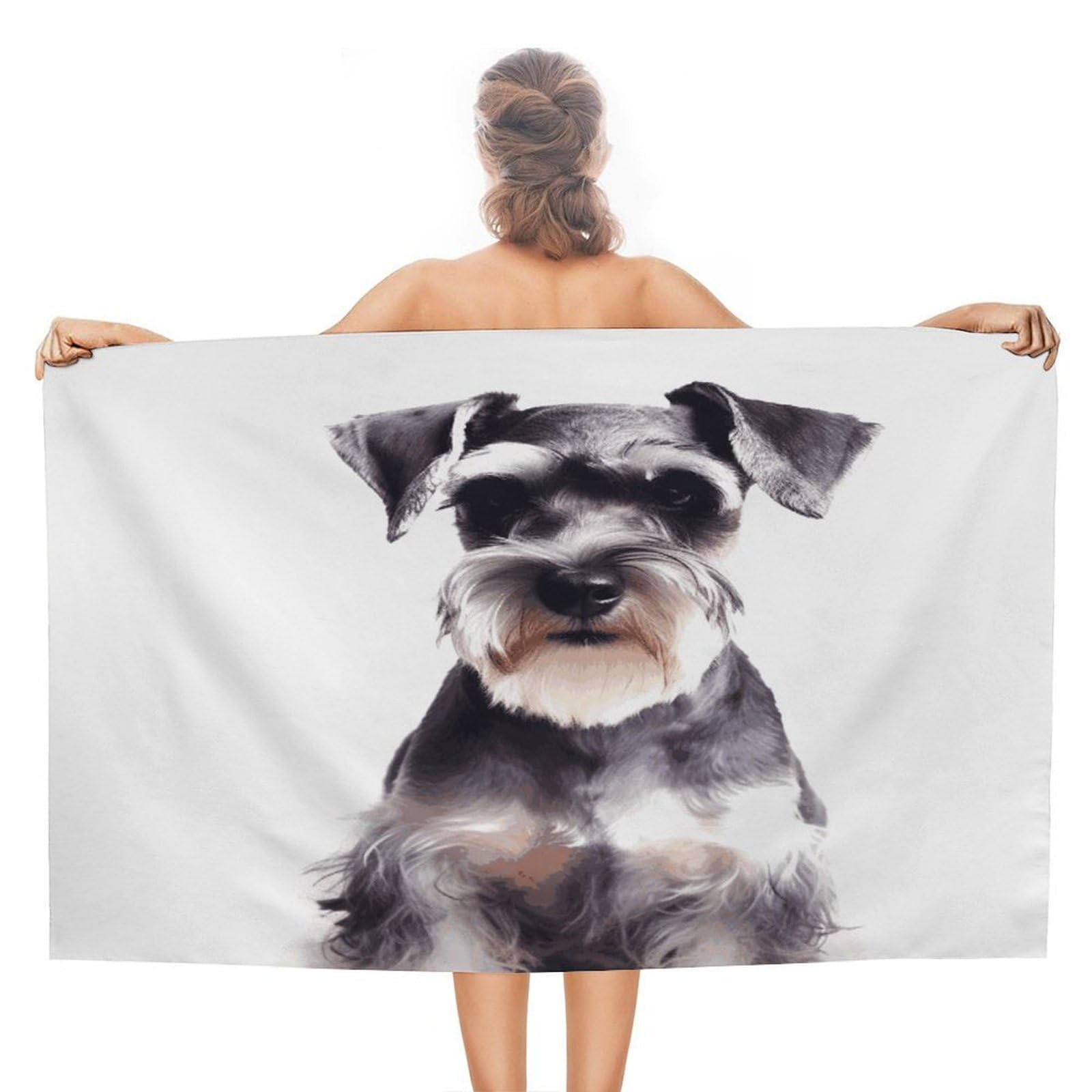 VstaDank Well Behaved Schnauzer Bath Towel Stylish Double-Faced Pile Travel Towel Soft Absorbent Beach Towel for Pool Swim Sports Camping Adults Gift 51X31 Inch