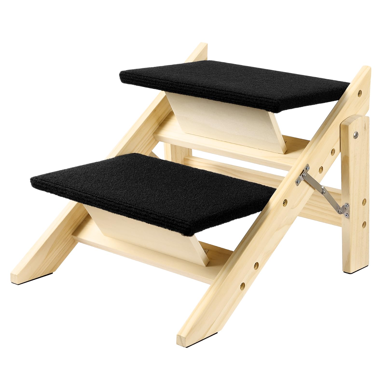 Okydoky Escalera de madera para mascotas, rampa para perros con 2 peldaños, escalera plegable para perros para camas altas, sofá de coche, escalera de madera duradera para mascotas pequeñas y medianas